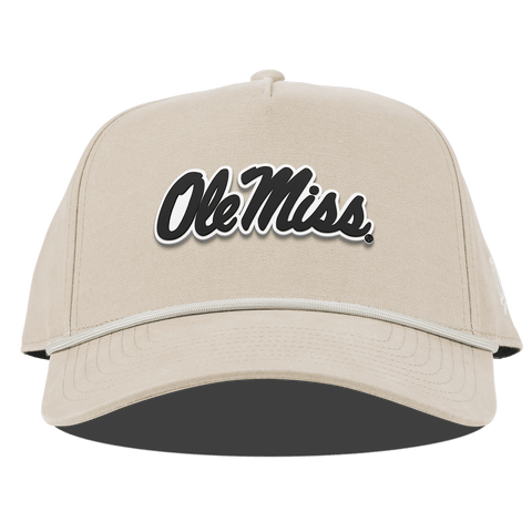 University of Mississippi "Vintage Ole Miss Team Logo" Curved Canvas 5 Panel Rope Beige University of Mississippi "Vintage Ole Miss Team Logo" Curved Canvas 5 Panel Rope Beige
