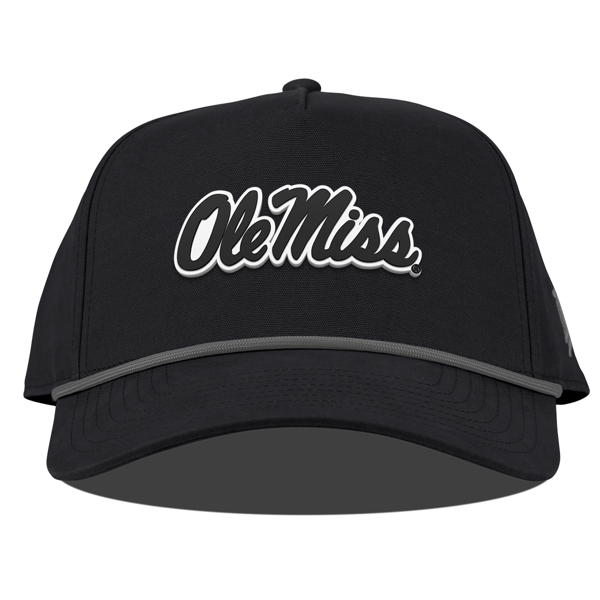 University of Mississippi "Vintage Ole Miss Team Logo" Curved Canvas 5 Panel Rope Vintage Black University of Mississippi "Vintage Ole Miss Team Logo" Curved Canvas 5 Panel Rope Vintage Black