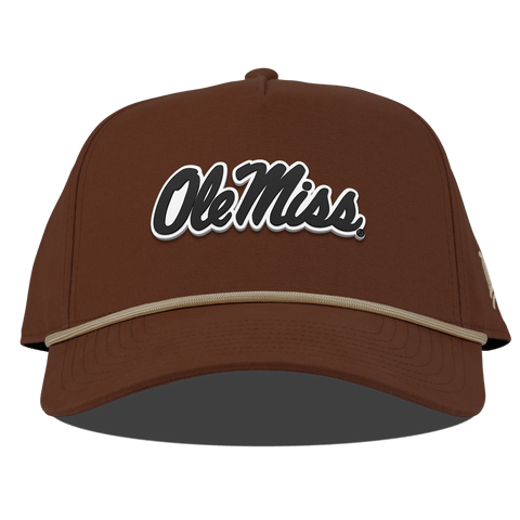 University of Mississippi "Vintage Ole Miss Team Logo" Curved Canvas 5 Panel Rope Vintage Rust University of Mississippi "Vintage Ole Miss Team Logo" Curved Canvas 5 Panel Rope Vintage Rust