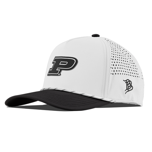 Purdue University "Vintage Purdue Block" Curved 5 Panel Rope White/Black