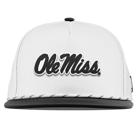 University of Mississippi "Vintage Ole Miss Team Logo" Flat 5 Panel Rope White/Black University of Mississippi "Vintage Ole Miss Team Logo" Flat 5 Panel Rope White/Black