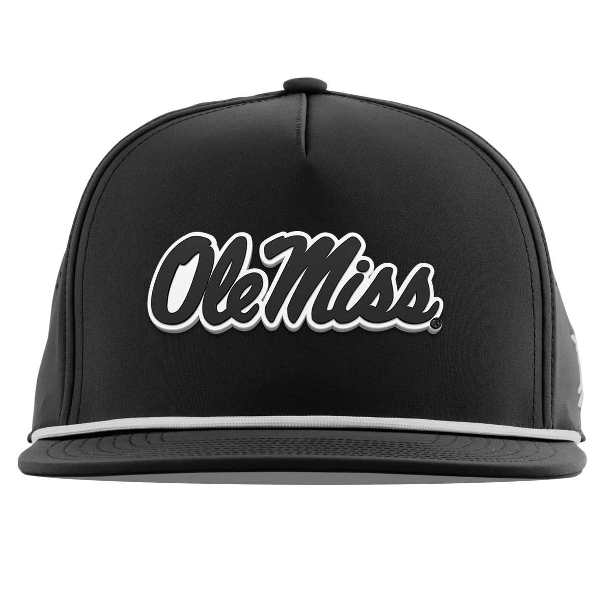 University of Mississippi "Vintage Ole Miss Team Logo" Flat 5 Panel Rope Black University of Mississippi "Vintage Ole Miss Team Logo" Flat 5 Panel Rope Black