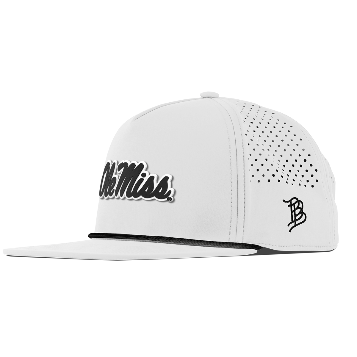 University of Mississippi "Vintage Ole Miss Team Logo" Flat 5 Panel Rope White University of Mississippi "Vintage Ole Miss Team Logo" Flat 5 Panel Rope White