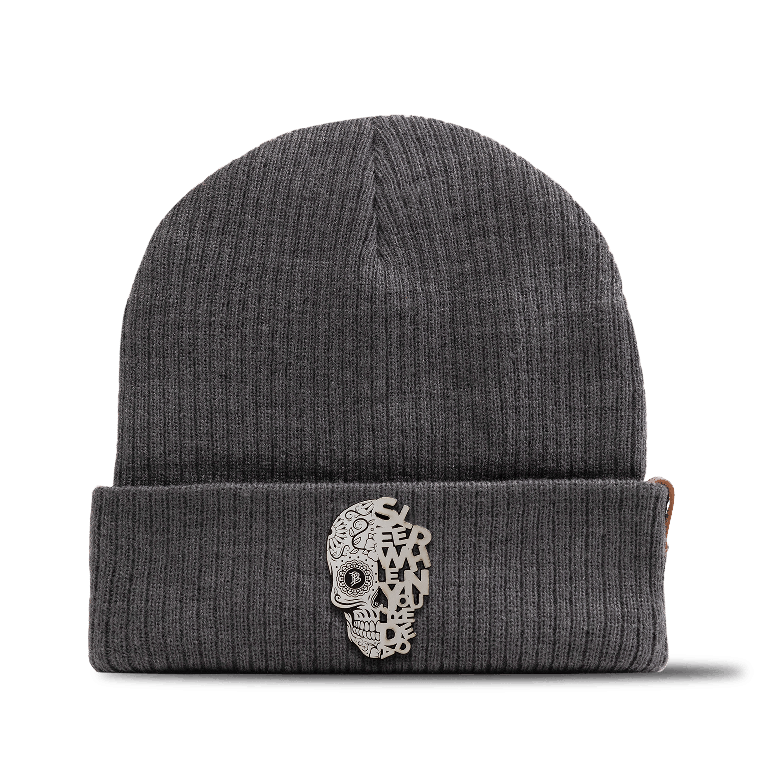 Sleep When You're Dead Skull Essential Beanie Charcoal