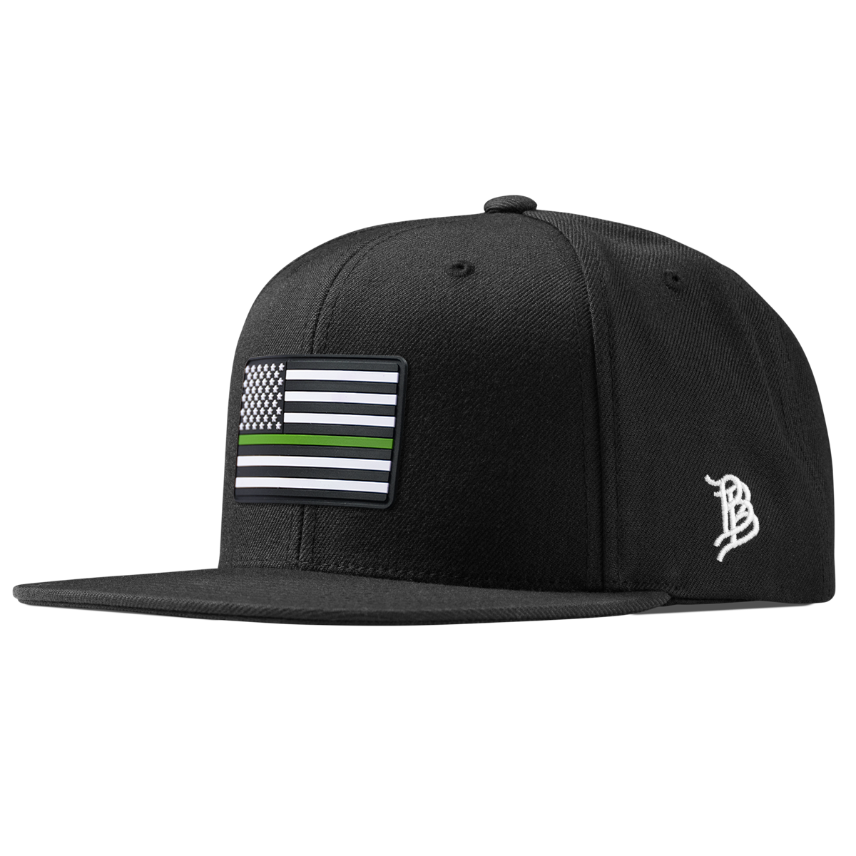 Thin Green Line PVC Classic Snapback Black