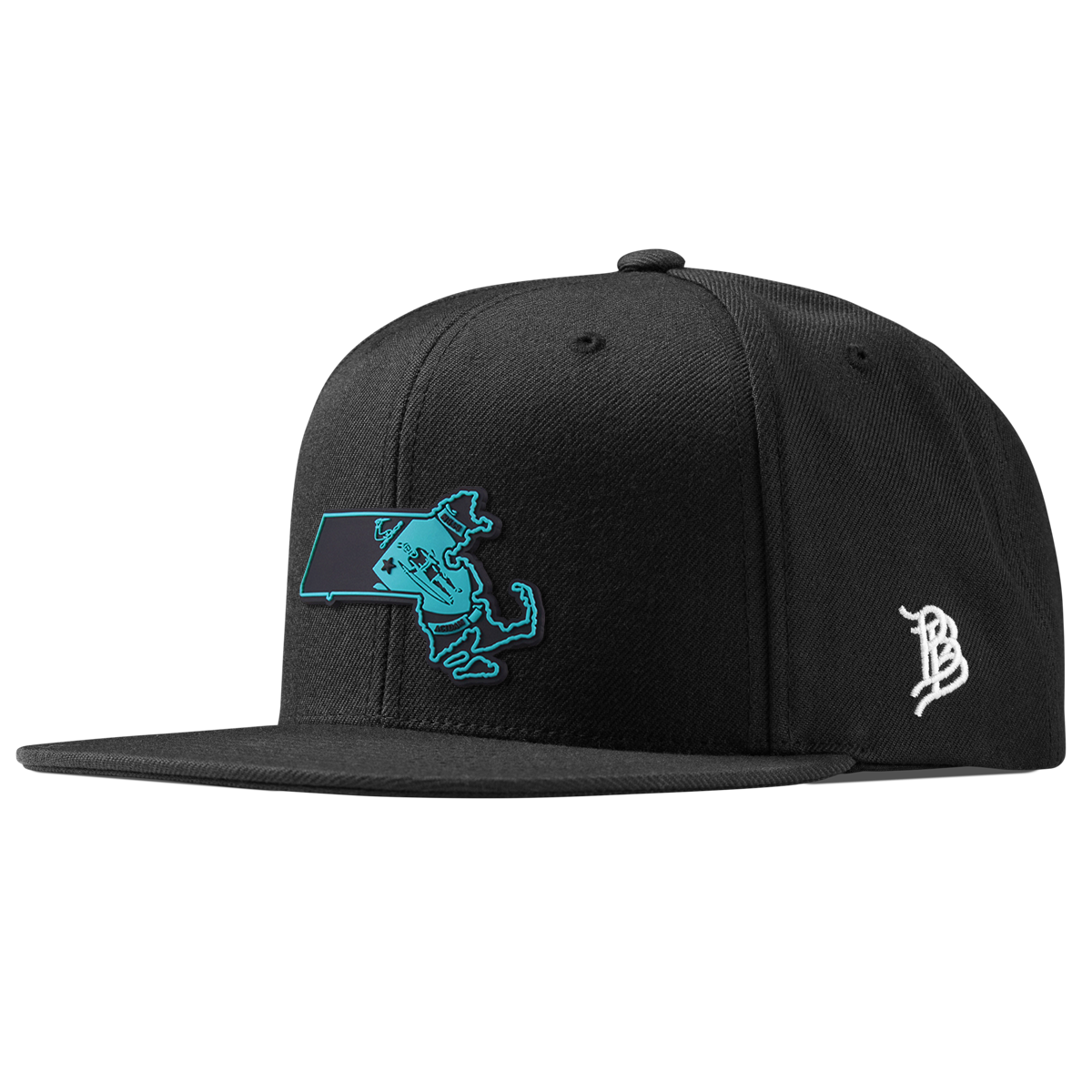 Massachusetts Turquoise Classic Snapback Black