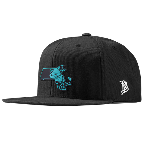 Massachusetts Turquoise Classic Snapback Black