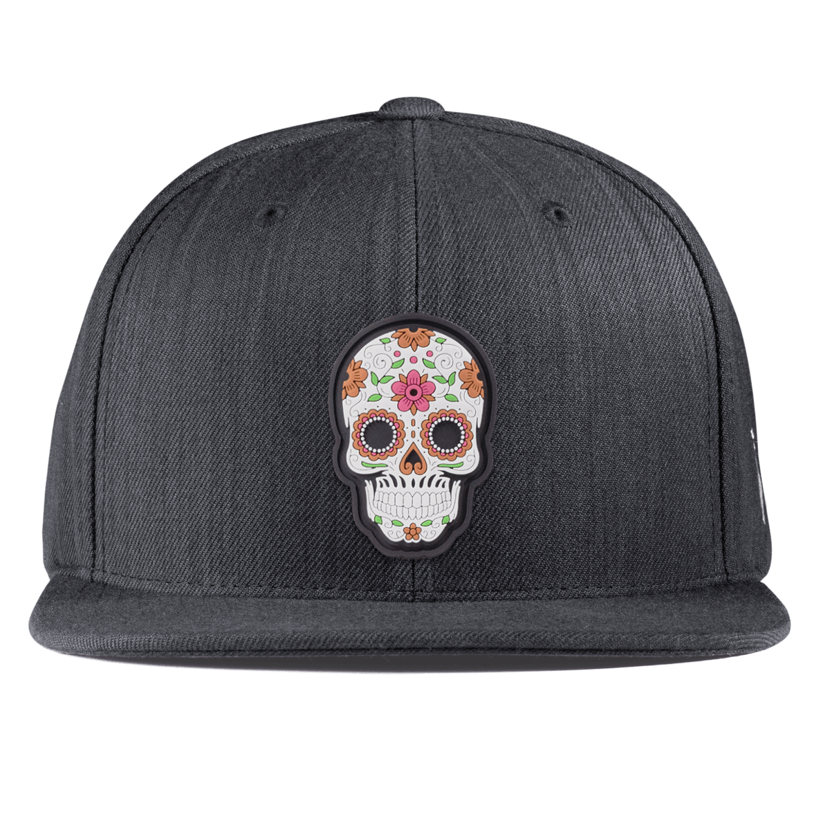 Flower Skull PVC Essential Flat Snapback Charcoal