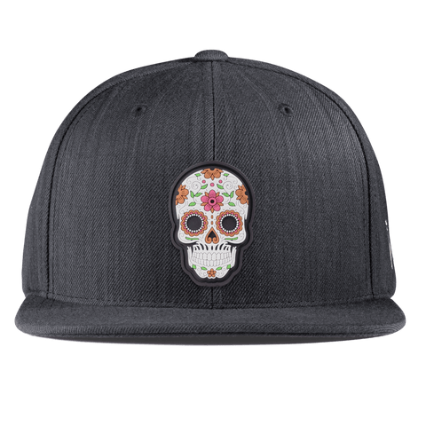 Flower Skull PVC Essential Flat Snapback Charcoal