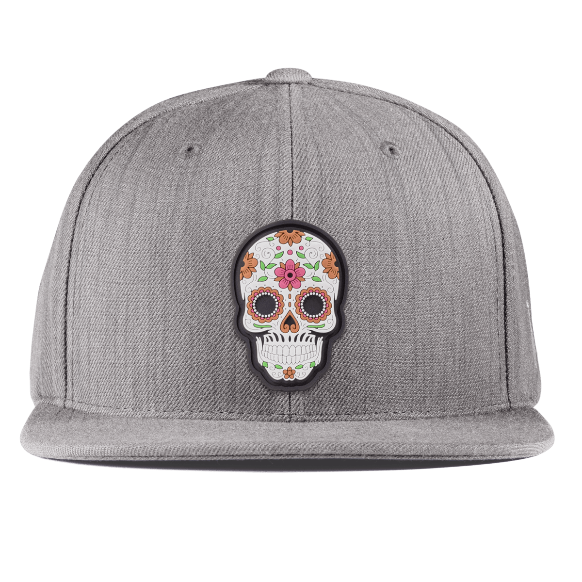 Flower Skull PVC Essential Flat Snapback Heather Gray