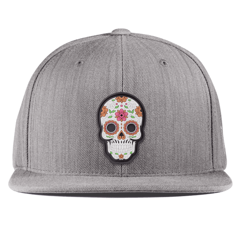 Flower Skull PVC Essential Flat Snapback Heather Gray