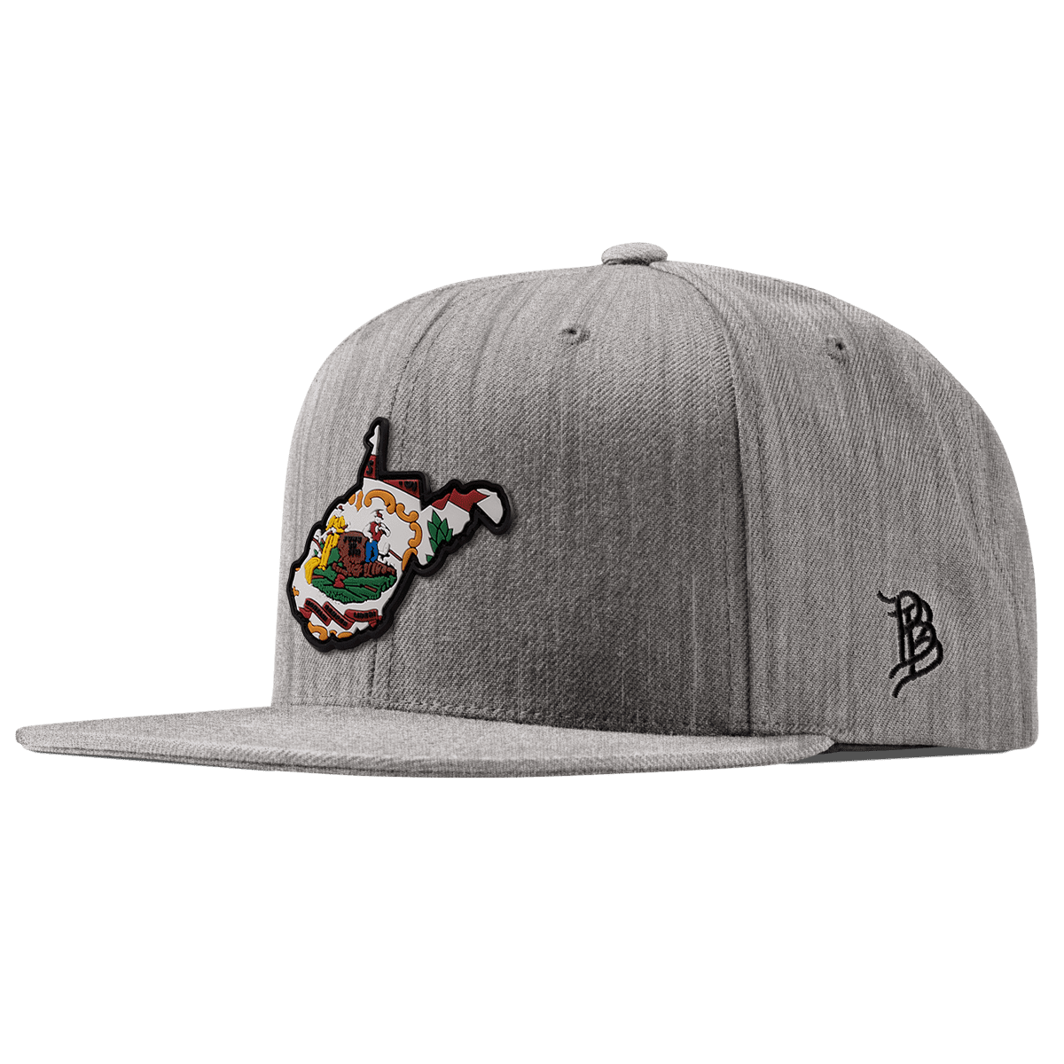 West Virginia 35 PVC Classic Snapback Heather Gray