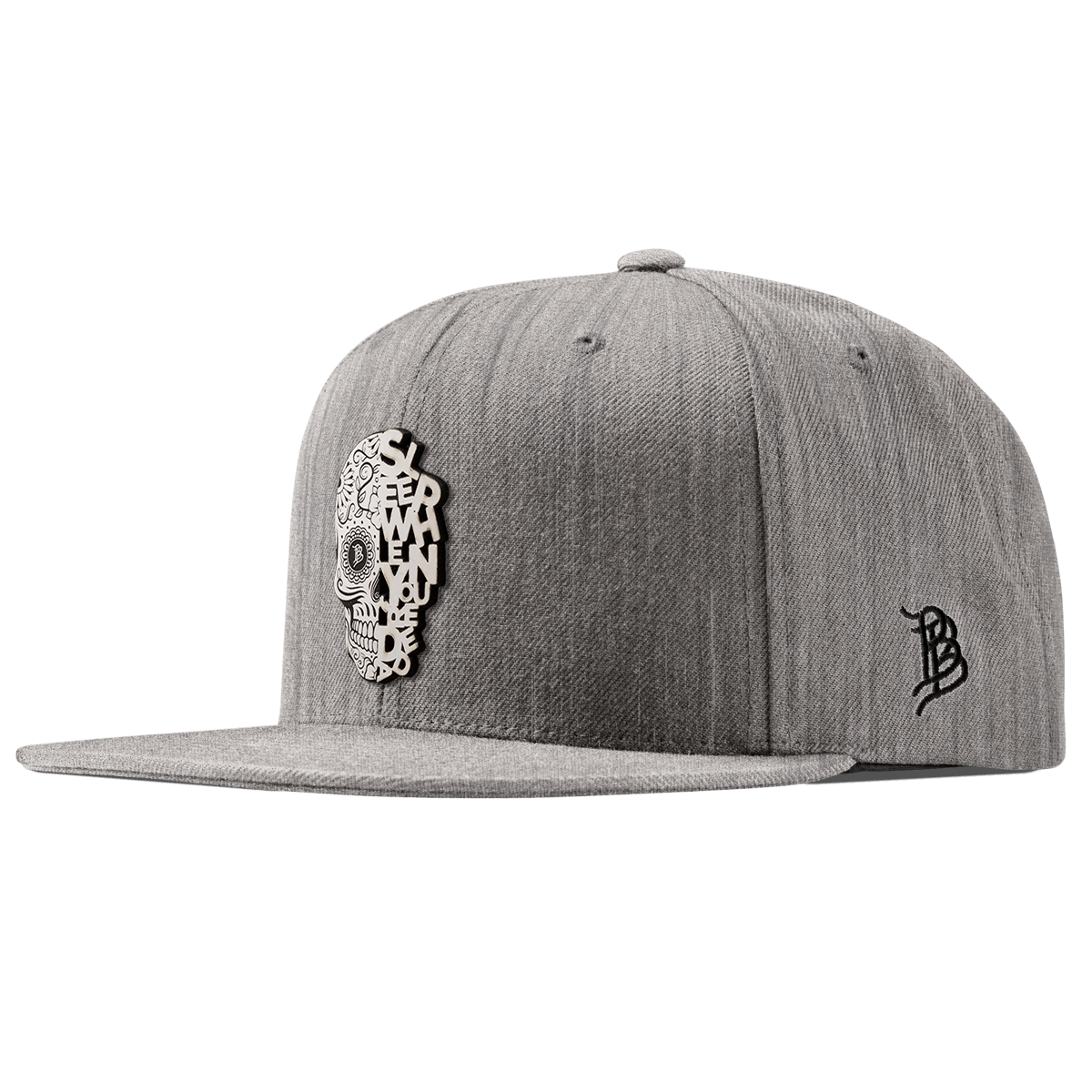 Sleep When You're Dead Skull Classic Snapback Heather Gray