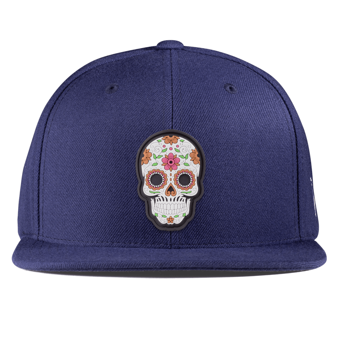 Flower Skull PVC Essential Flat Snapback Navy