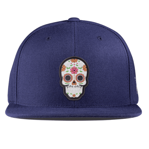 Flower Skull PVC Essential Flat Snapback Navy