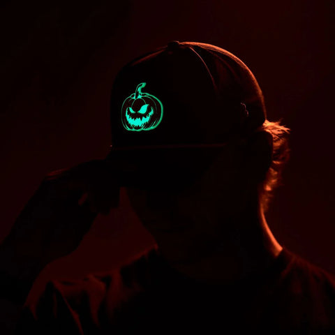 Jack-O-Lantern Glow Flat 5 Panel Rope Black, White, Blaze Orange Camo, White/Black, Desert/Orion