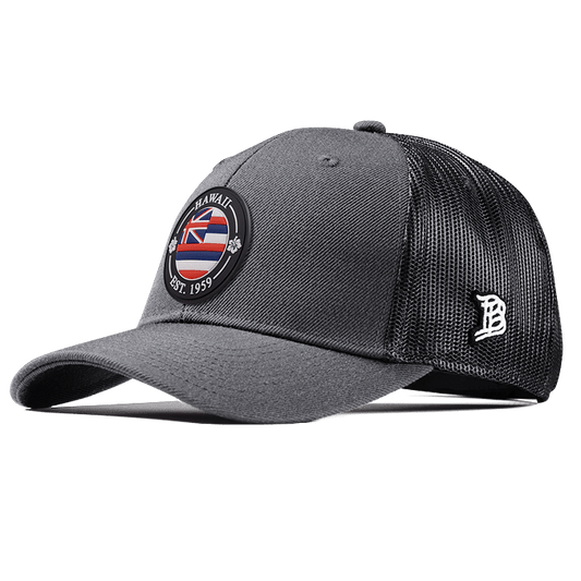 Hawaii Compass Curved Trucker Front Charcoal