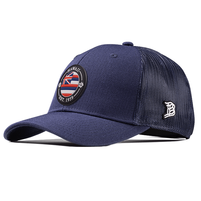 Hawaii Compass Curved Trucker Front Navy
