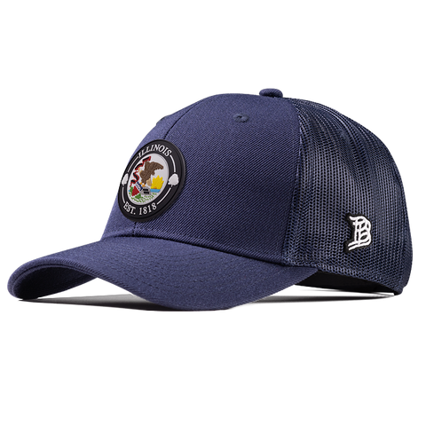 Illinois Compass Curved Trucker Navy
