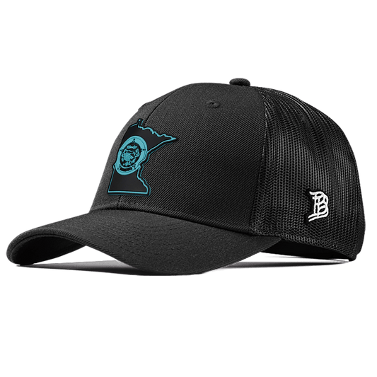 Minnesota Turquoise Curved Trucker Front Black