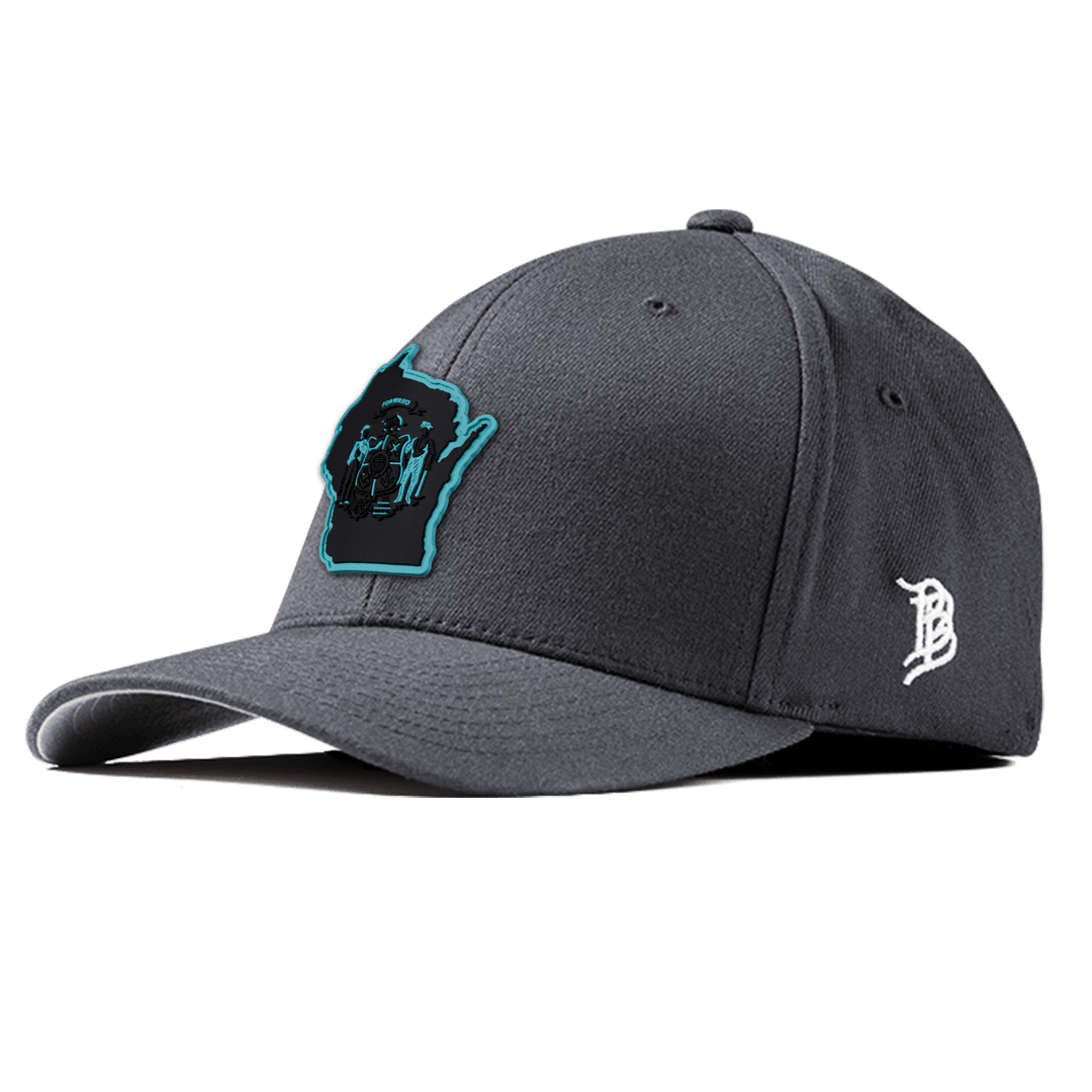 Wisconsin Turquoise Flexfit Fitted Front Charcoal