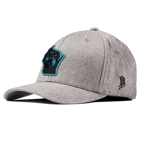 Wisconsin Turquoise Flexfit Fitted Front Heather Gray
