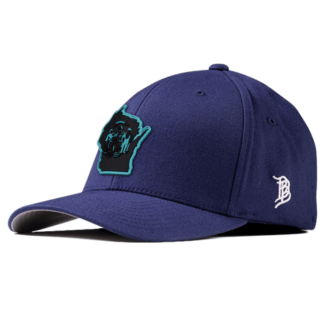 Wisconsin Turquoise Flexfit Fitted Front Navy