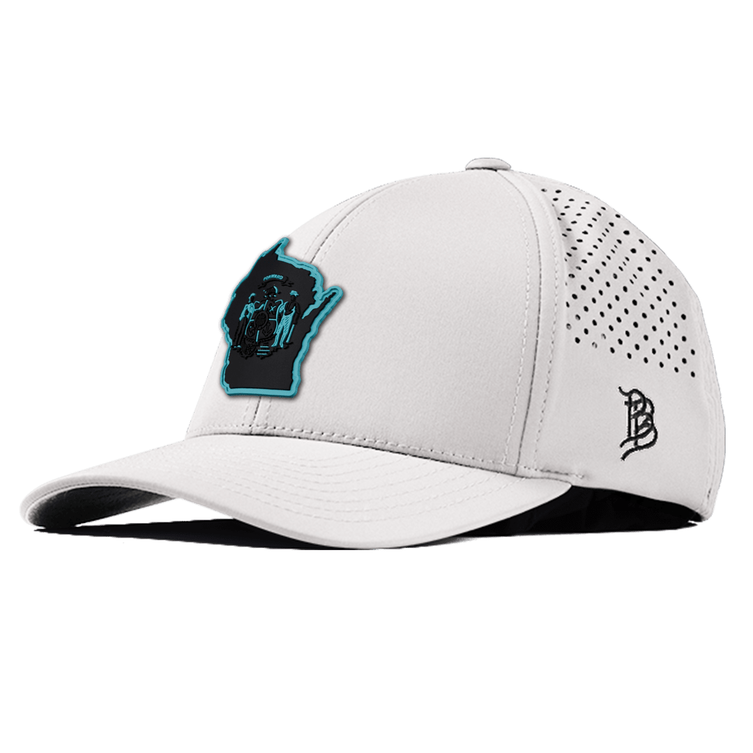 Wisconsin Turquoise Curved Performance Front White