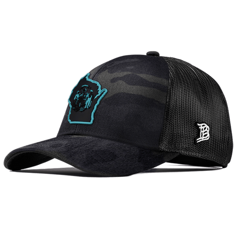 Wisconsin Turquoise Flexfit Snapback Trucker Front Multicam