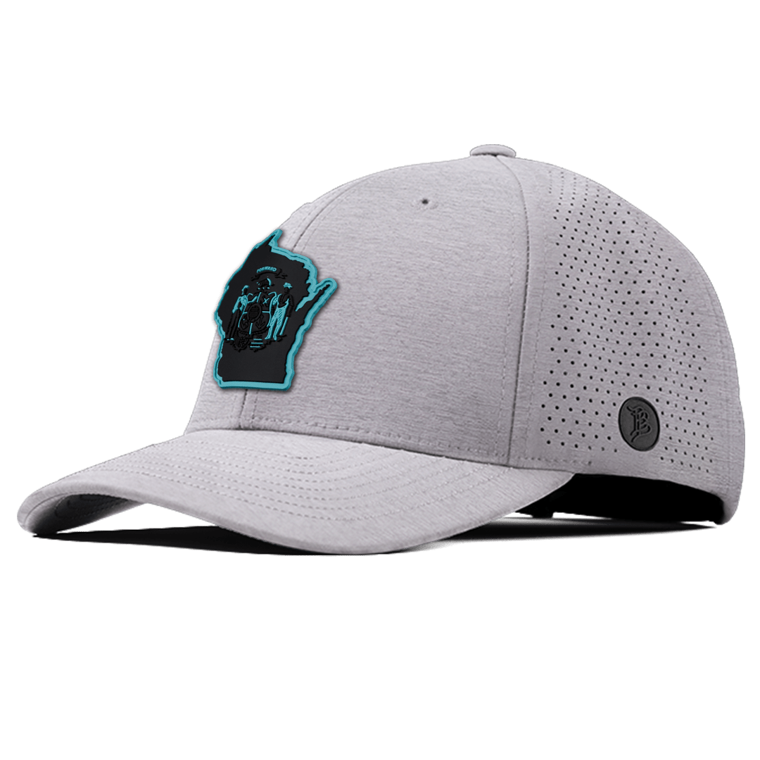 Wisconsin Turquoise Elite Curved Front Heather Gray