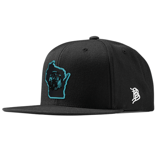 Wisconsin Turquoise Classic Snapback Front Black