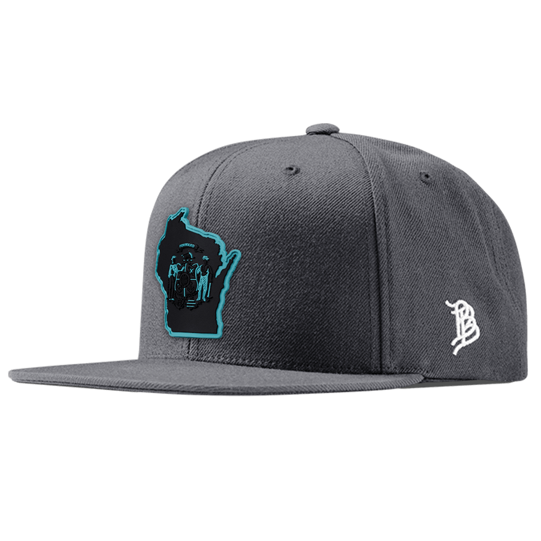 Wisconsin Turquoise Classic Snapback Front Charcoal