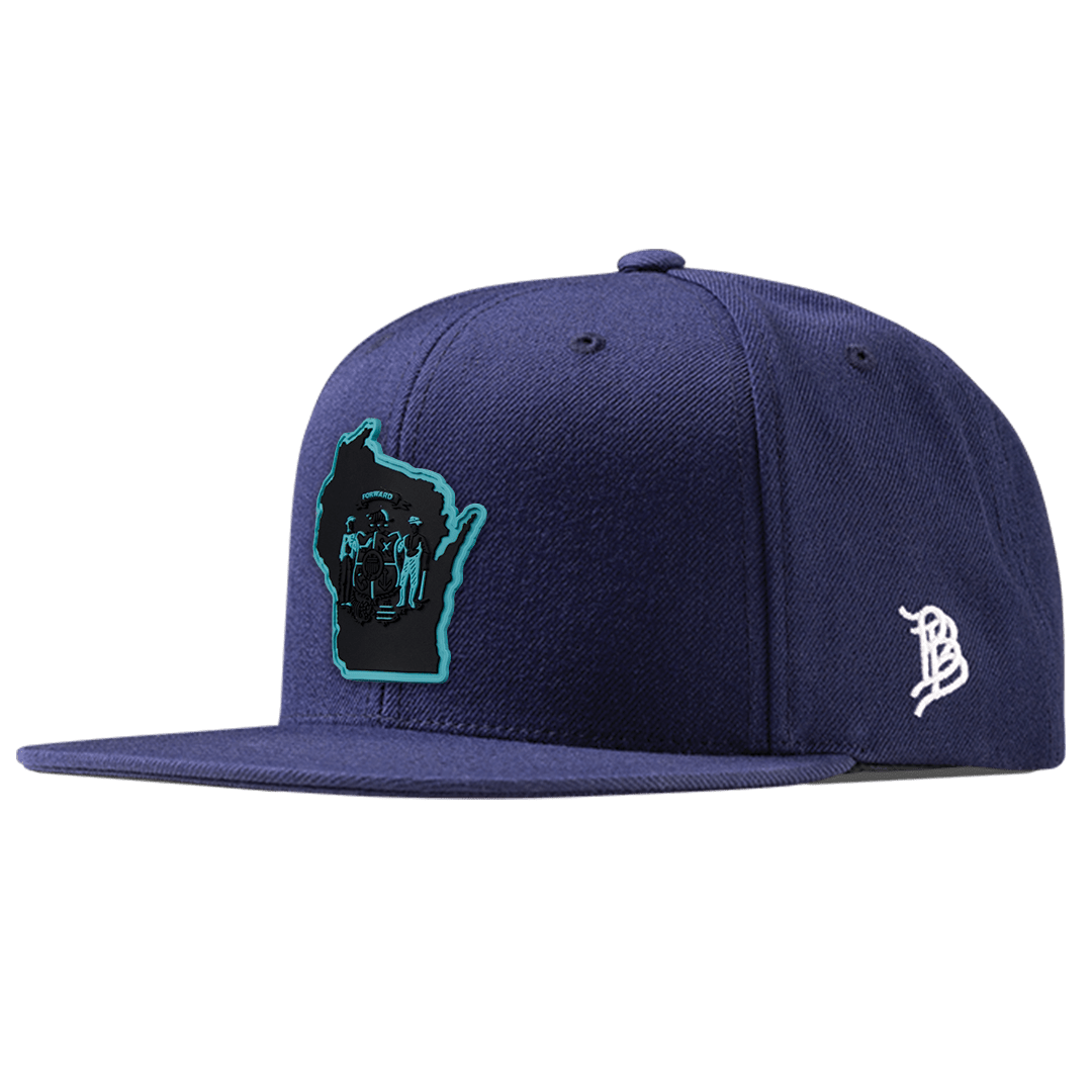 Wisconsin Turquoise Classic Snapback Front Navy