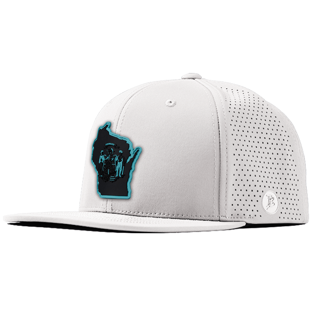 Wisconsin Turquoise Elite Classic Front White