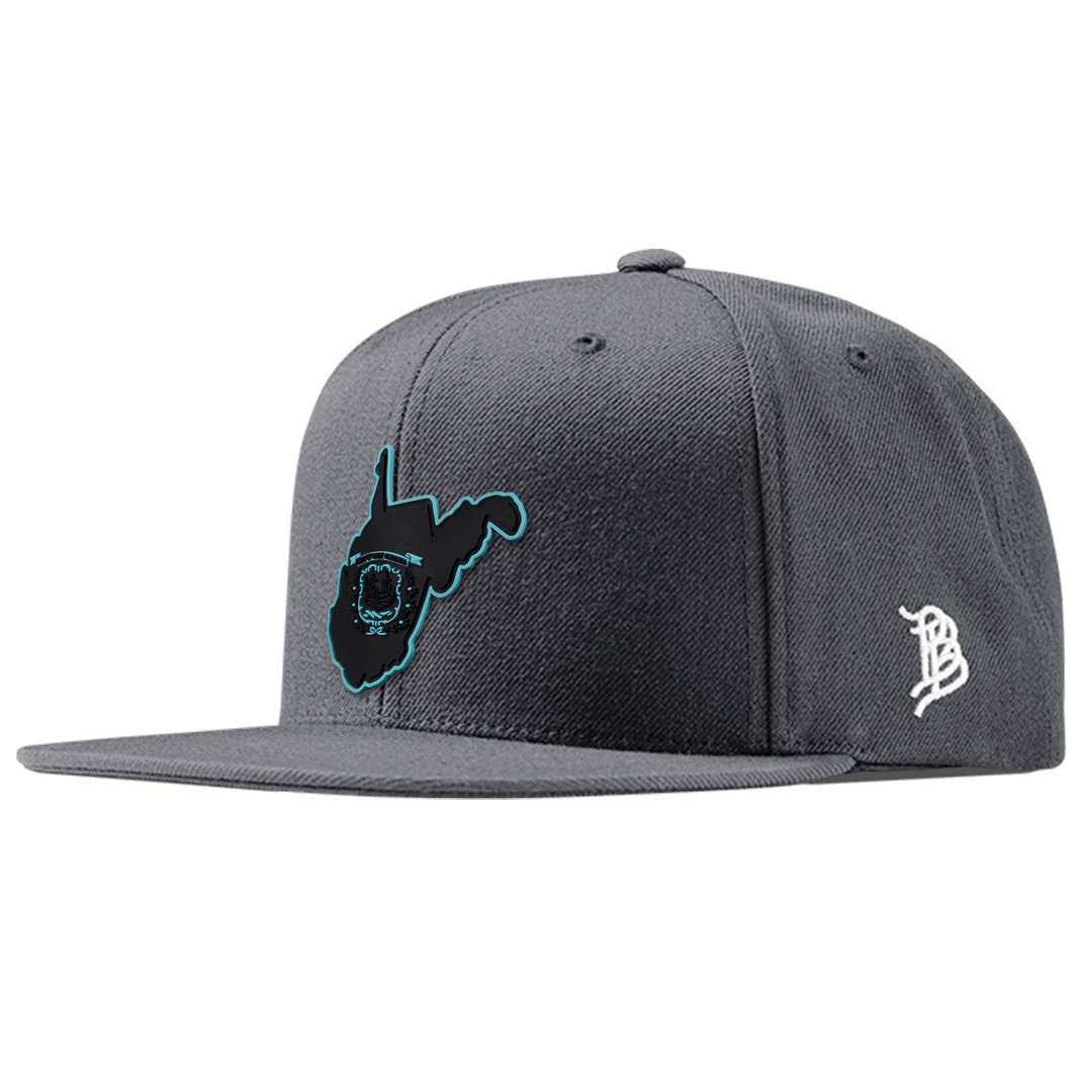 West Virginia Turquoise Classic Snapback Front Charcoal