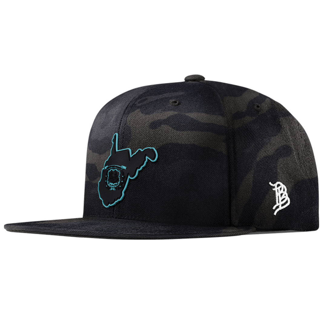 West Virginia Turquoise Classic Snapback Front Multicam