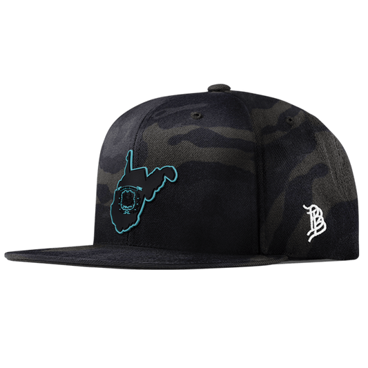 West Virginia Turquoise Classic Snapback Front Multicam