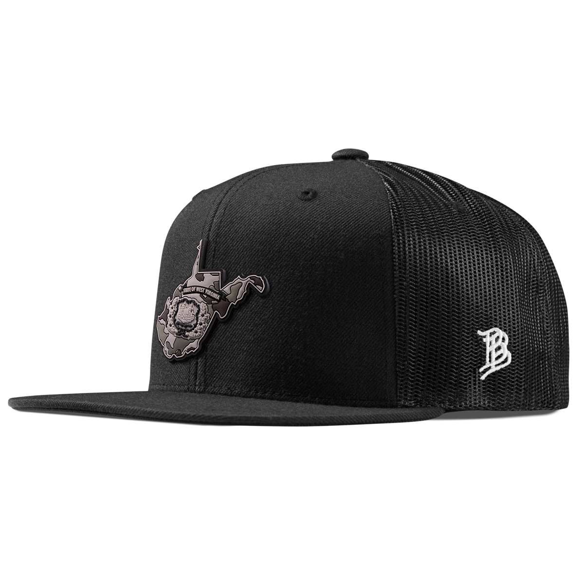 West Virginia Camo Flat Trucker Black