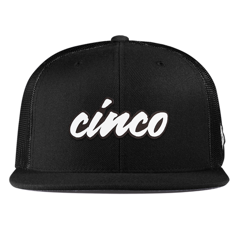 Cinco Script Flat Trucker Black