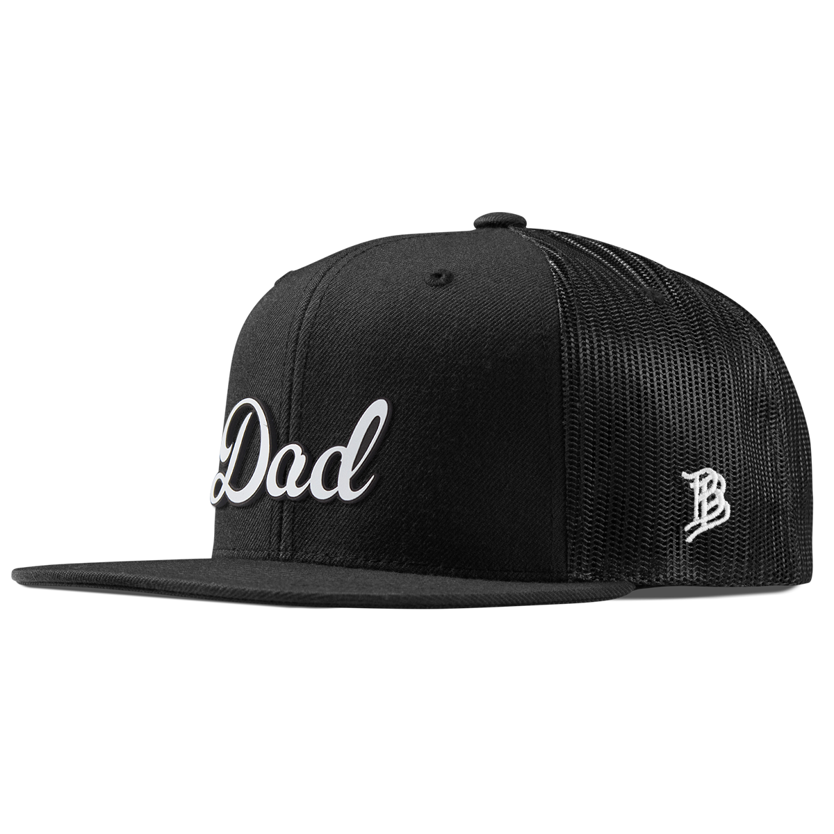 Dad Script Flat Trucker Black
