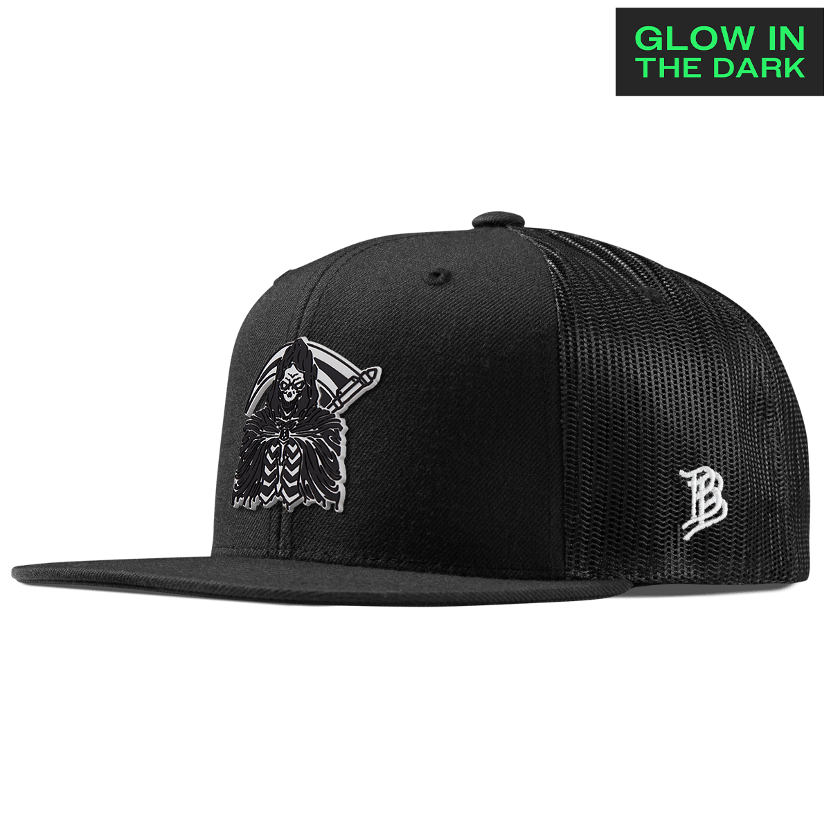 Grim Reaper Glow Flat Trucker Black