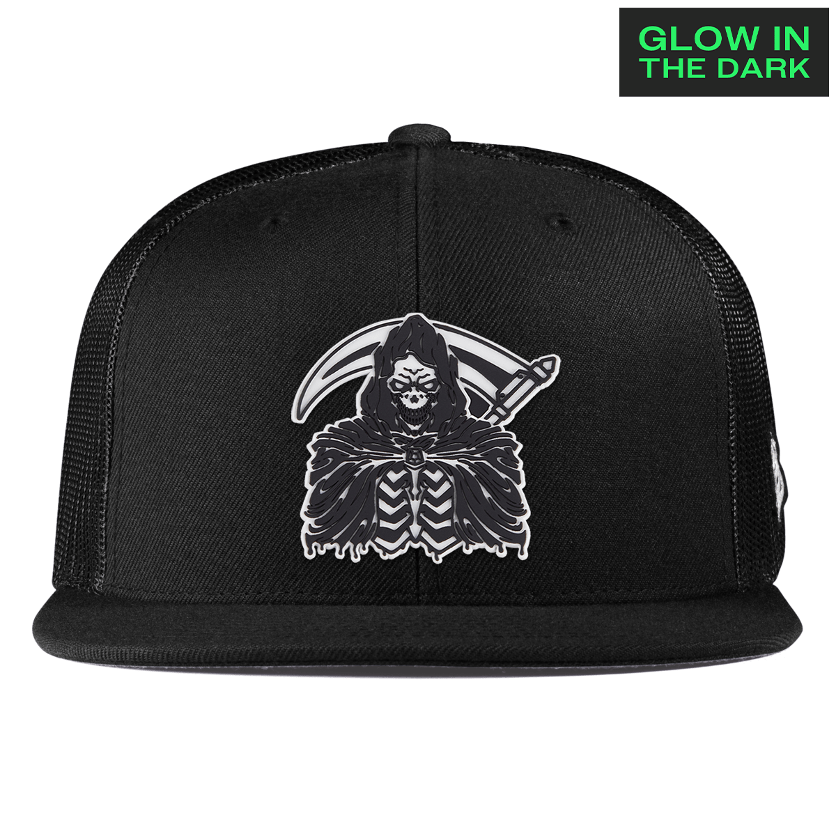 Grim Reaper Glow Flat Trucker Black