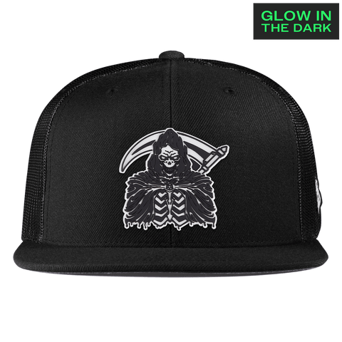 Grim Reaper Glow Flat Trucker Black