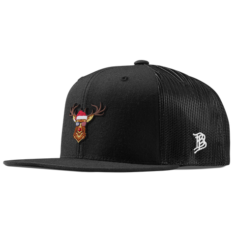 Party Reindeer Flat Trucker Black
