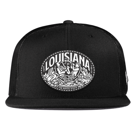Louisiana Traveler Flat Trucker Black