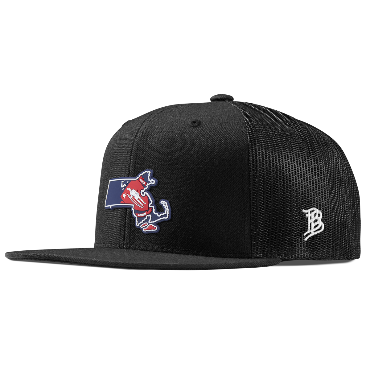 Massachusetts Patriot Series Flat Trucker Black