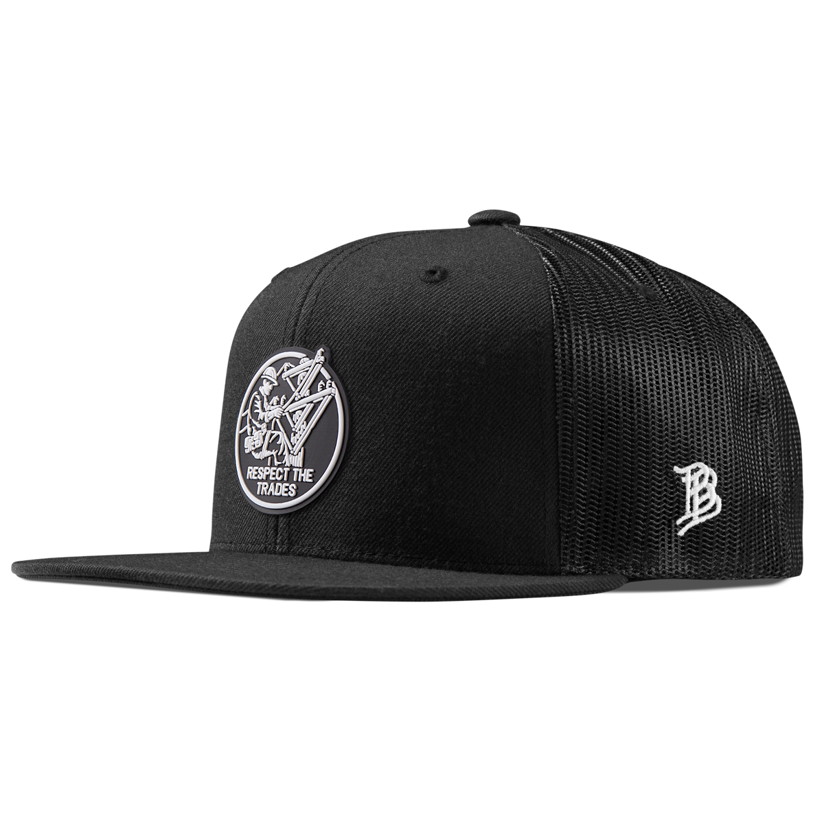 Respect The Trades Lineman Flat Trucker Black