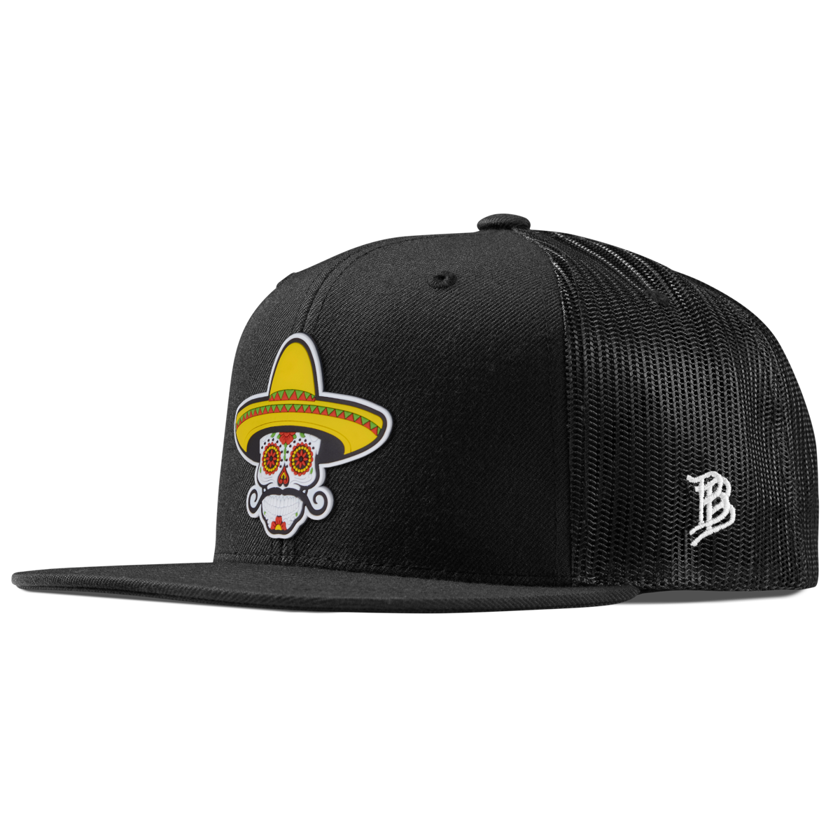 Sombrero Skull PVC Flat Trucker Black