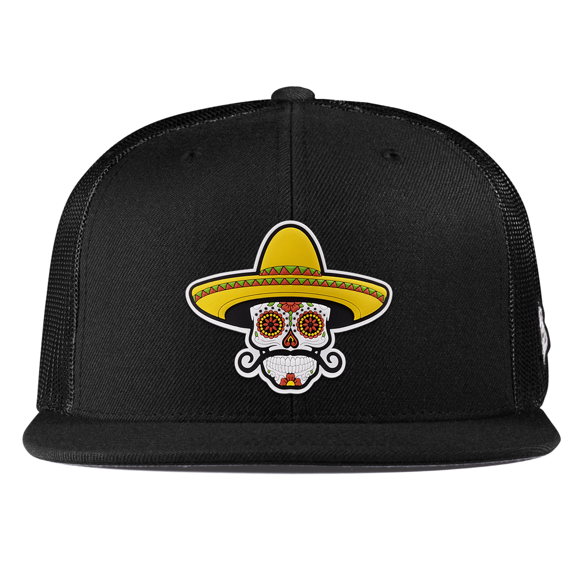 Sombrero Skull PVC Flat Trucker Black