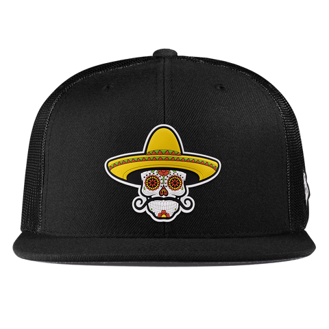 Sombrero Skull PVC Flat Trucker Black